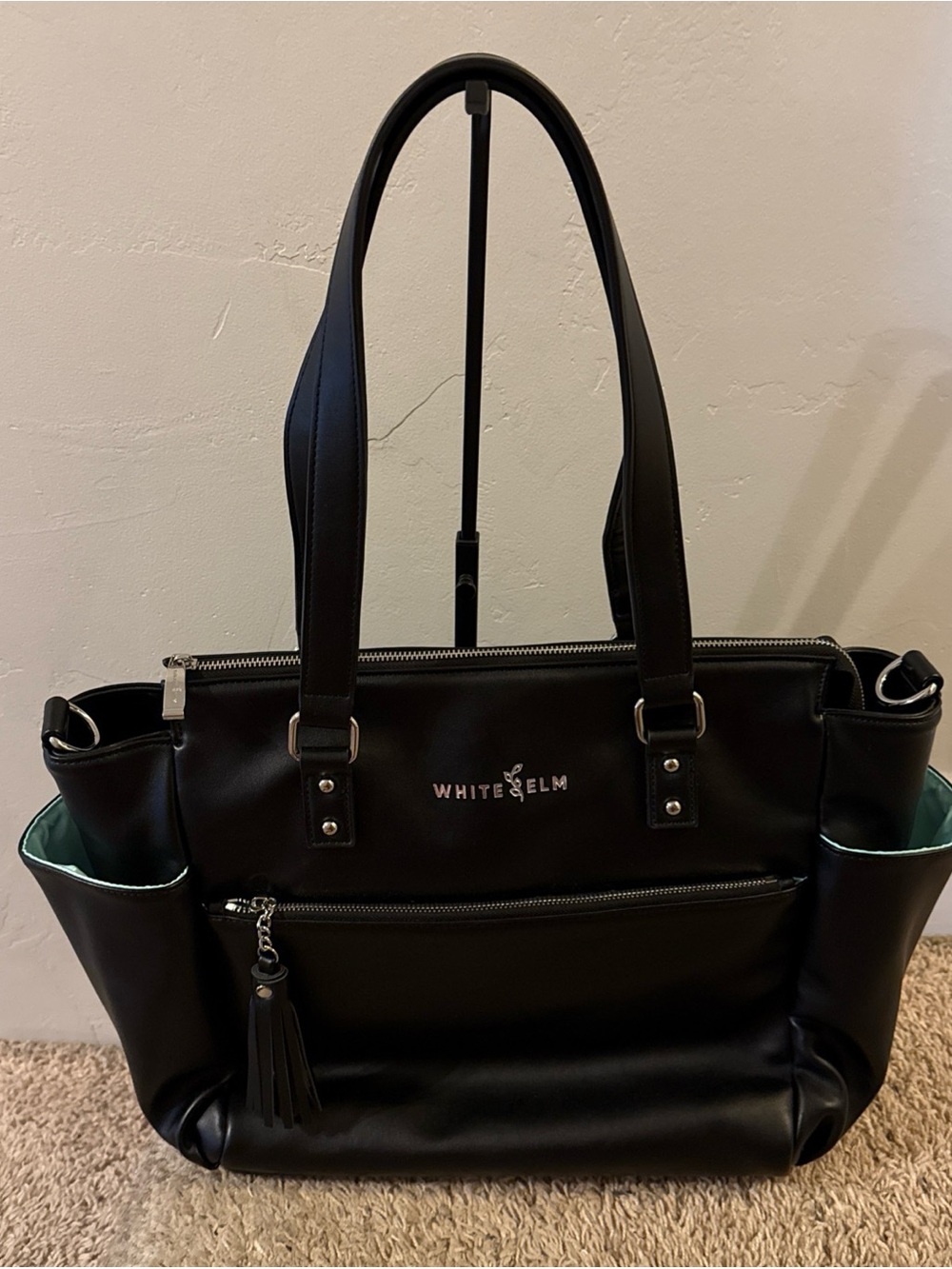 White Elm Gemini Convertible Backpack Tote Diaper Bag Black READ